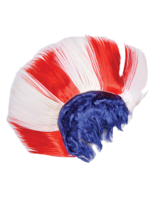 Patriotic Red White and Blue USA American Team Spirit Mohawk Wig