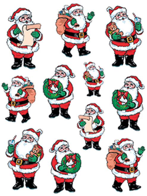 4 Sheets Of Santa Stickers Christmas Holiday Decorations 4.75" x 7.5"