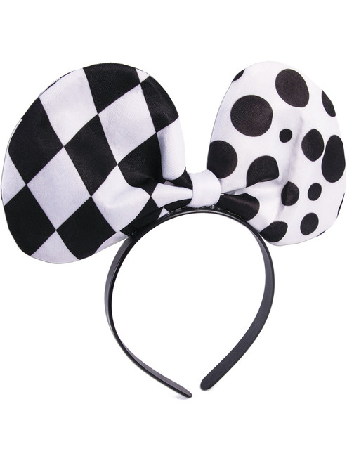 Adult's Womens Sexy Harlequin Clown Tie Bow Headband Costume Accessory