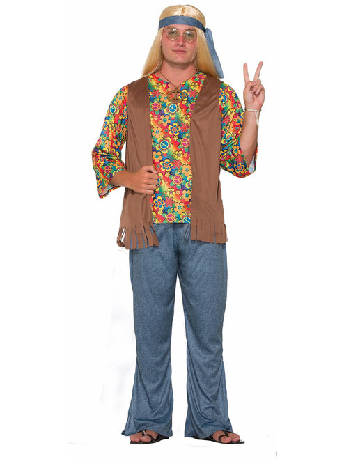 Adults Mens 60s 70s Groovy Peace Flower Power Hippie Costume