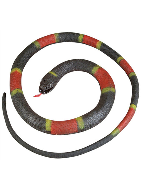 New Rubber 6 Feet Black Red Striped Prop Halloween Decoration Coral Snake