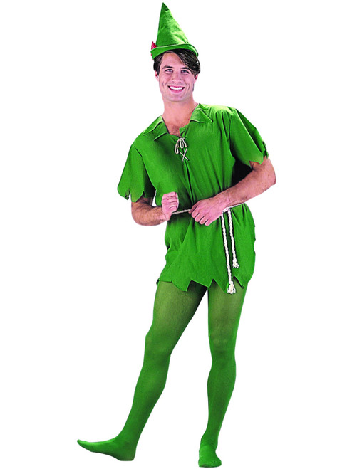 Adults Mens Womens Peter Pan Green Costume And Hat Set