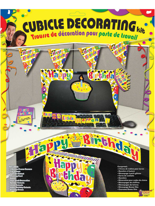 Adult's Happy Birthday Work Desk Cubicle Office Yellow Decorating Kit