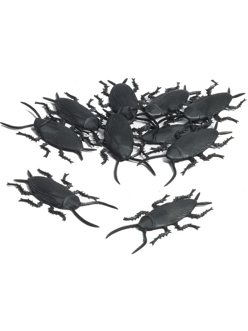 Lot 10 Black Halloween Decor Plastic Cockroaches Roaches