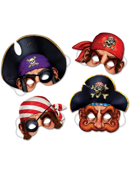 Set of 4 Pirate Masks Party Buccaneer Masks Costume Accessory