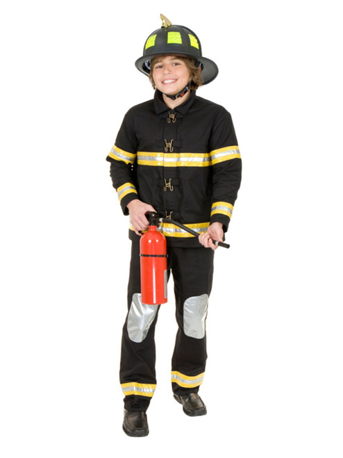 Child Black Cotton Fireman Bunker Gear Costume