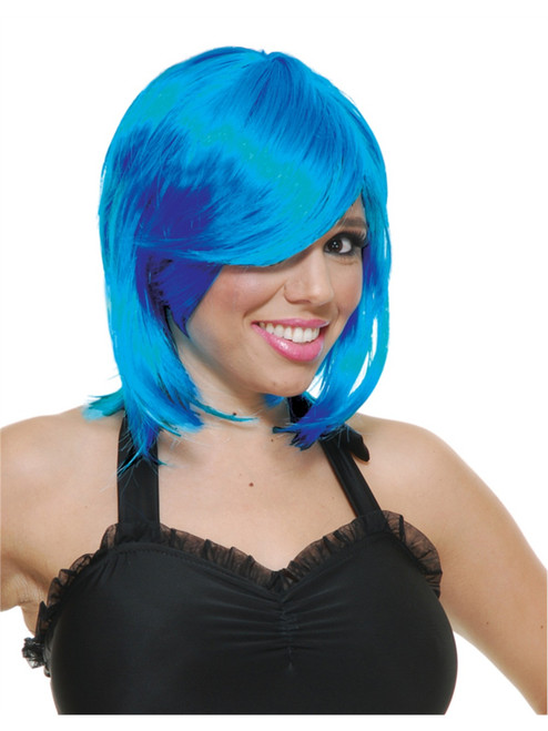 dark blue anime wig