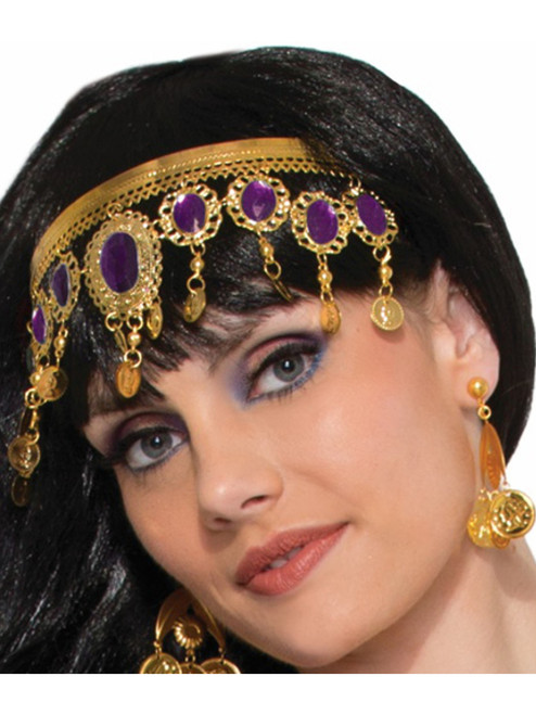 Adult's Desert Arabian Persian Princess Gem Veil Headband Costume Accessory