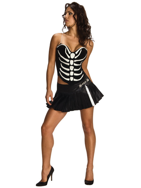 Women's Sexy Adult Skeleton Corset and Skirt Costume