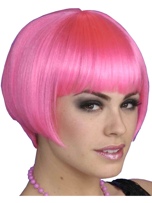 Pink Charleston Chic Flapper Girl Costume Bob Wig