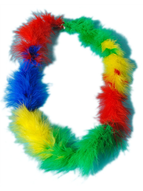 Set of 12 Hawaiian Rainbow Fluffy Boa Lei Necklace Clown Costume Accessory