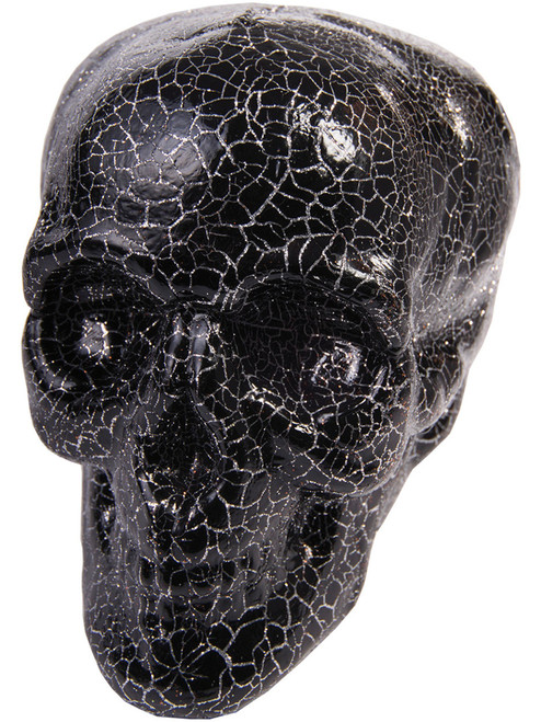 Black Undead Crackle Skull Halloween Prop Decoration Accessory