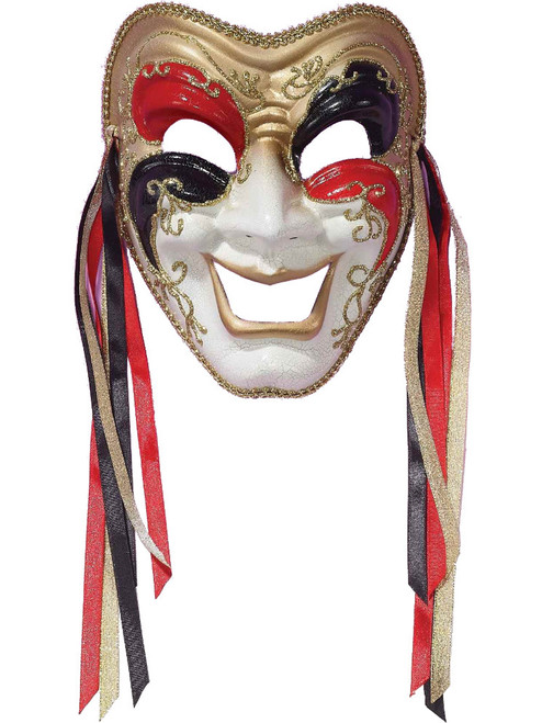 New Halloween Costume Unisex Happy Face Red Black Gold Comedy Theatrical Mask