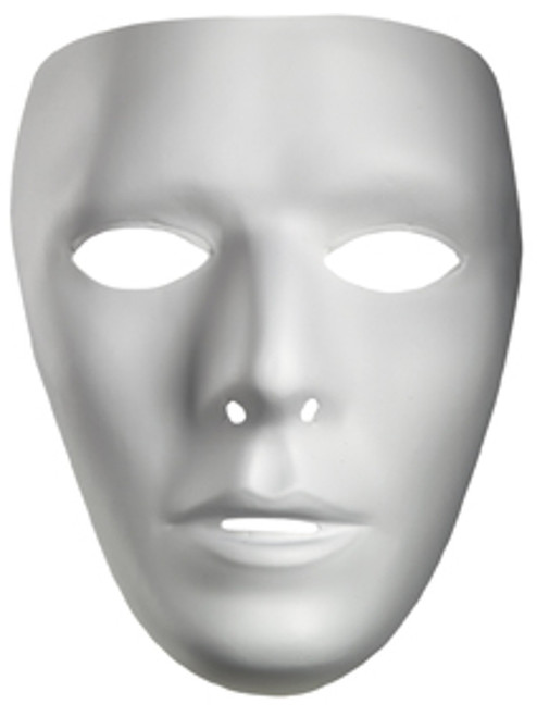 Adult's Male Blank White Halloween Costume Face Mask Facemask