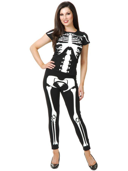 White Skeleton Leggings and T-Shirt Set