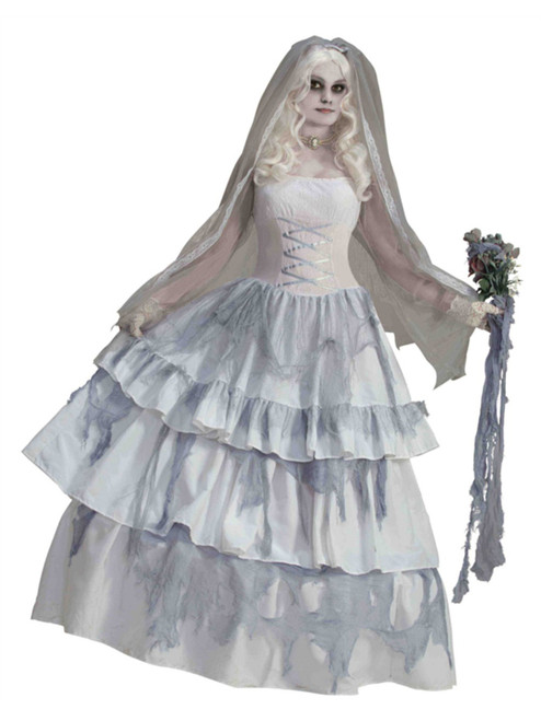 Womens Deluxe Ghostly Spirits Victorian Ghost Bride Costume Standard 14-16