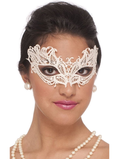 Adults White Masquerade Lace Venetian Eye Mask
