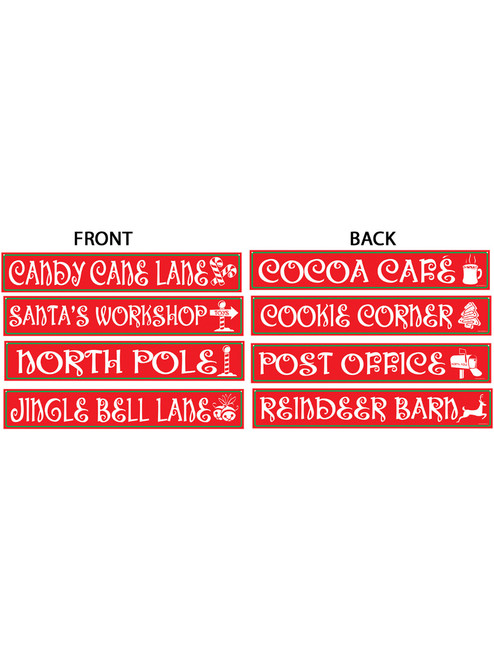 Set Of North Pole Street Sign Cutouts Christmas Party Decoration