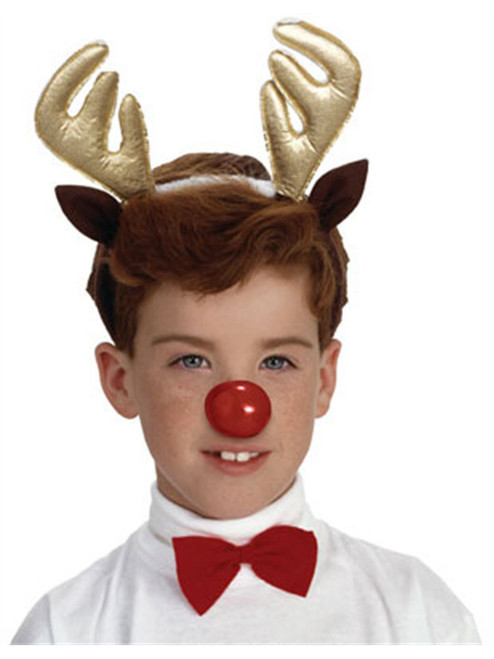 Christmas Reindeer Costume Antlers Nose and Bow Tie Set