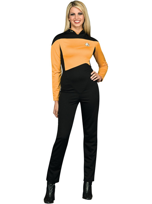 Women's Star Trek TNG Deluxe Operations Officer Uniform Gold Costume Jumpsuit