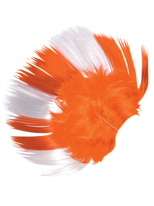 Adult Orange and White School and Team Spirit Mohawk Wig