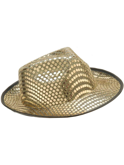 Deluxe Gold Sequin Gangster Costume Fedora Dance Hat