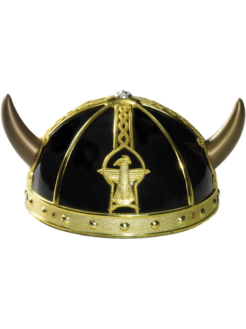 Black and Gold Child Costume Accessory Plated Viking Helmet and Horns