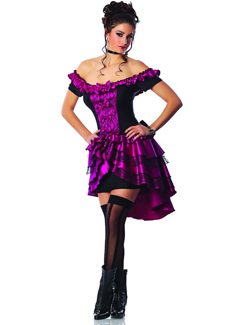 Womens Adult Sexy Sapphire Magenta Dance Hall Queen Costume