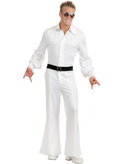 Adult Men's White Studio Disco Jumpsuit Costume