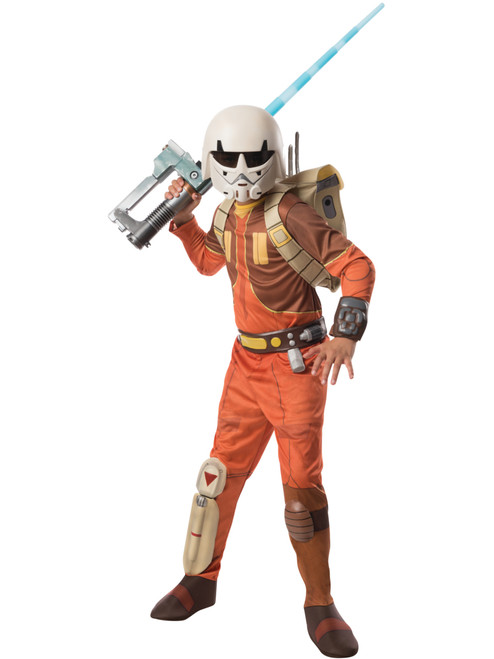 Kid's Deluxe Star Wars Rebels Ezra Stormtrooper Costume And Lightsaber