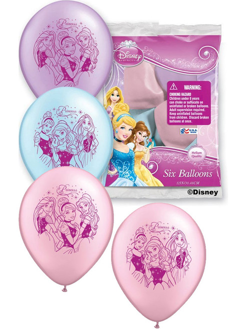 Set of 6 Disney Princess 12" Assorted Color Balloons