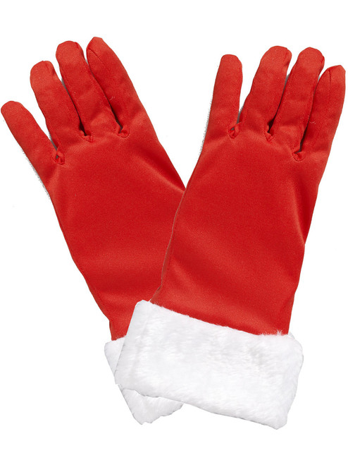 Adult's Womens Sexy Miss Santa Claus Red Christmas Gloves Costume Accessory