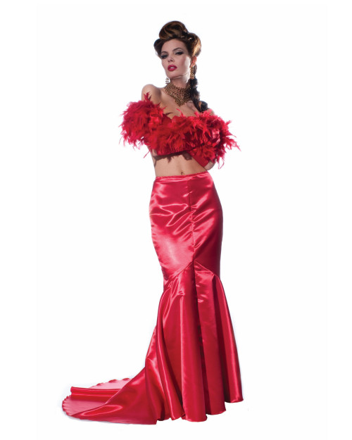 Womens Club Burlesque Elegant Formal Red Fantail Skirt