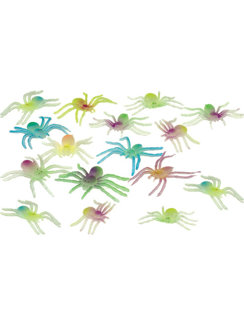 Glow In The Dark Spiders Assorted 12 Pack Fake Plastic Insect Bug Toys