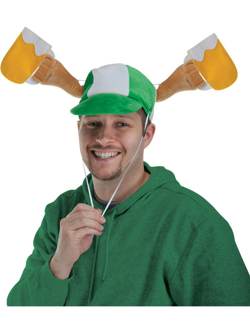 Saint Patrick's Day Green Flapping Irish Ale Beer Mug Hat Cap Costume Accessory