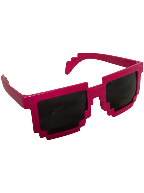 Pink 80's 8-Bit Pixelated Videogame Pixels Sunglasses Costume Accessory