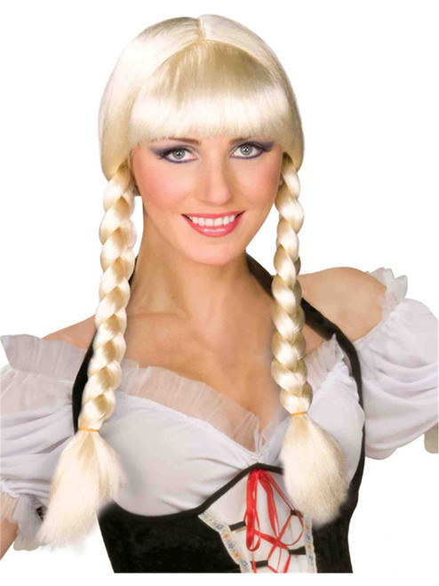 Inga From Sweden Beer Maiden Blonde Pigtails Country Girl Wig