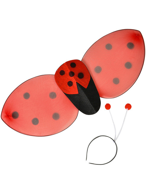 24.5" Lady Bug Wings And Headband Set Insect Ladybug Costume Accessory