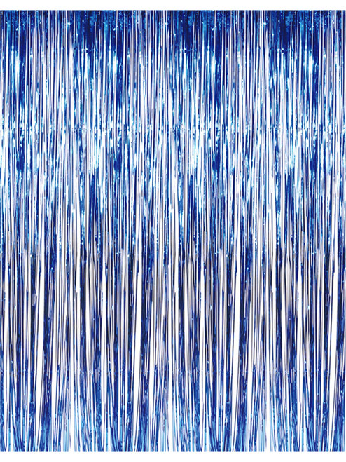 3' x 8' Blue Tinsel Foil Fringe Door Window Curtain Party Decoration