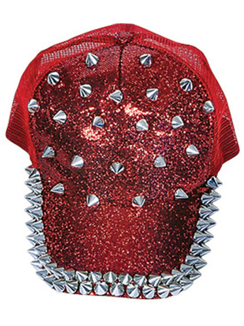 Adults Spiked Spiky Dominatrix Biker Rocker 80s Red Baseball Cap