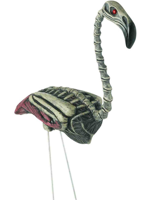 18" Gray Zombie Skeleton Flamingo Halloween Decoration Yard Ornament