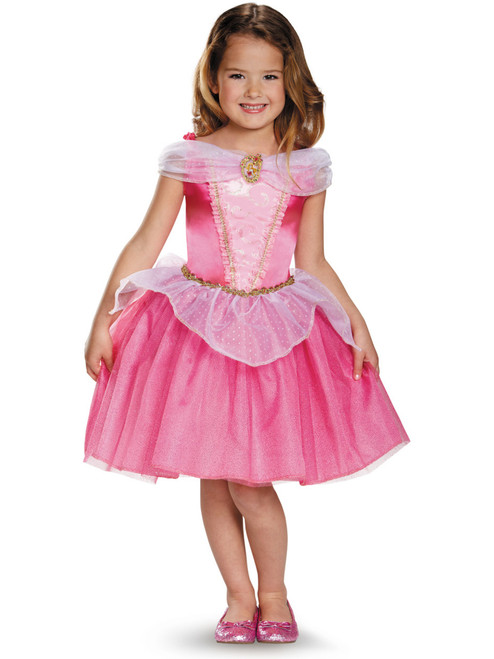 Child's Girls Disney Classic Aurora Sleeping Beauty Ball Gown Dress Costume