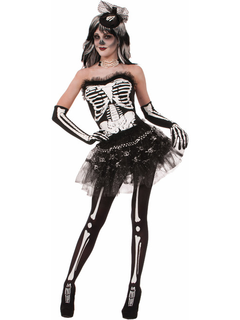 Womens Sexy Black White Bone Collection Skeleton Corset Top