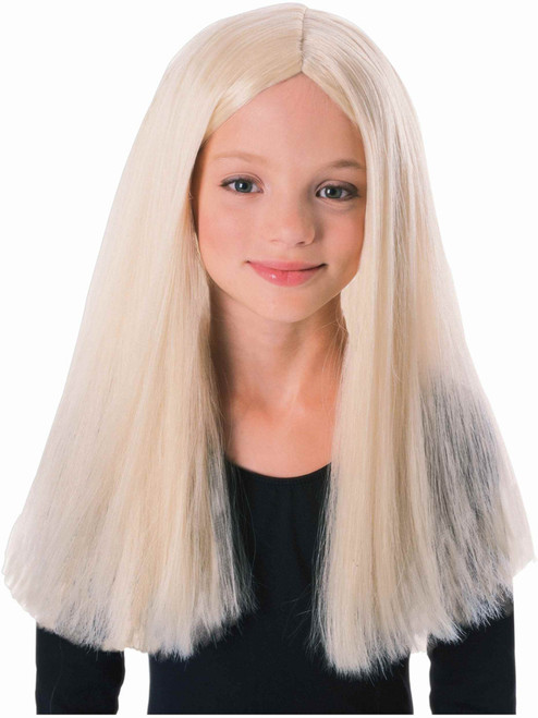 Kids Childrens Costume Long Blonde Straight Witch or Vampire Wig