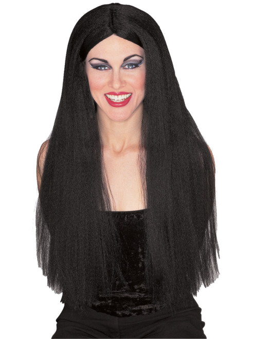 Adult Womens Costume Long Black Straight Witch or Vampire Wig