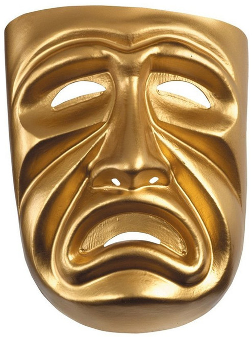 New Halloween Costume Unisex Sad Face Gold Tragedy Theatrical Mask