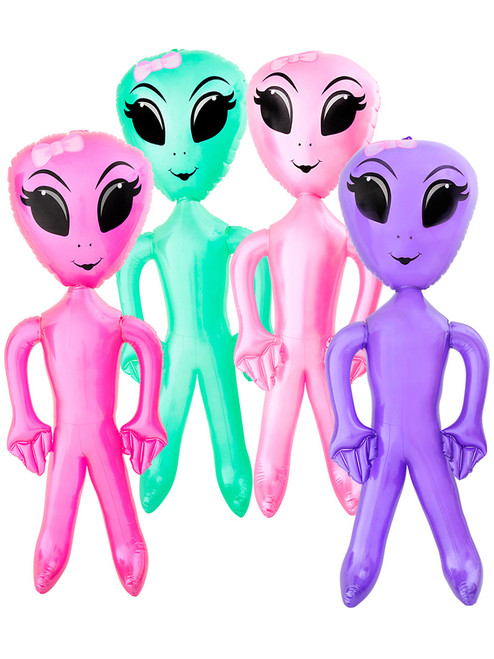 Set Of 4 Assorted 63" Inflatable Girl Aliens Martian Prop Toy Decorations