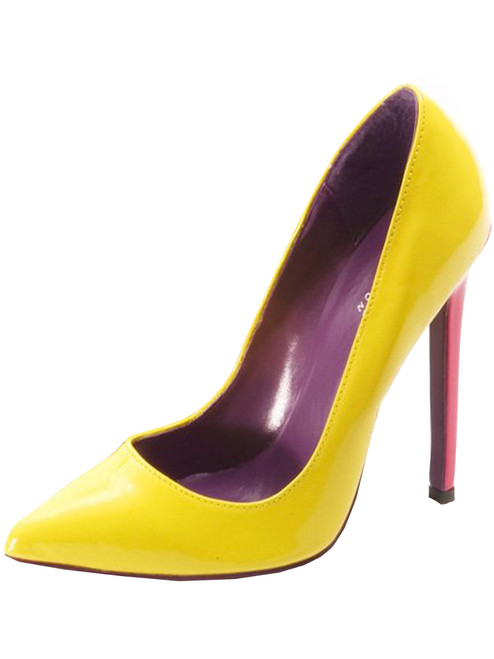 Women's Highest Heel Shoes 5 1/4" Heel Pump - Yellow Patent PU