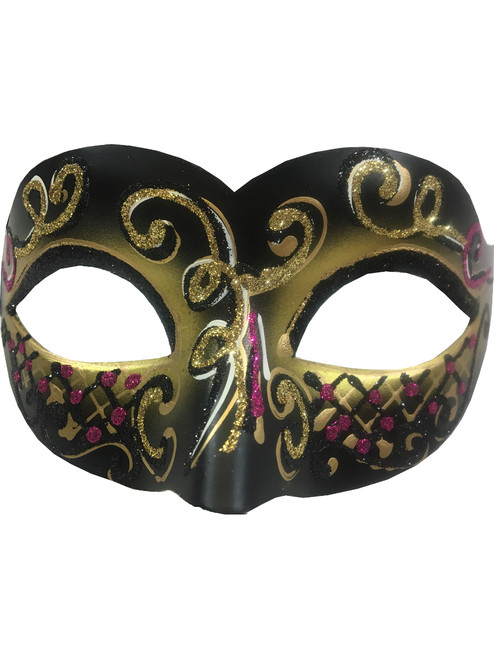 Adult's Carnival Gold Glitter Venetian Festival Eye Mask Costume Accessory