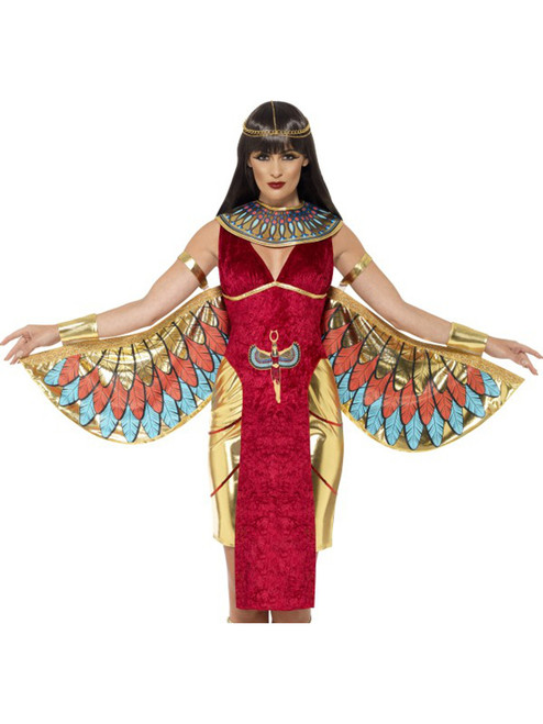 Adult's Womens Egyptian Goddess Queen Dress And Wings Costume